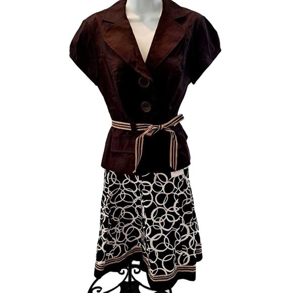 Robbie Bee Belted Cap Sleeve Button Up Skirt Set - Picture 1 of 9